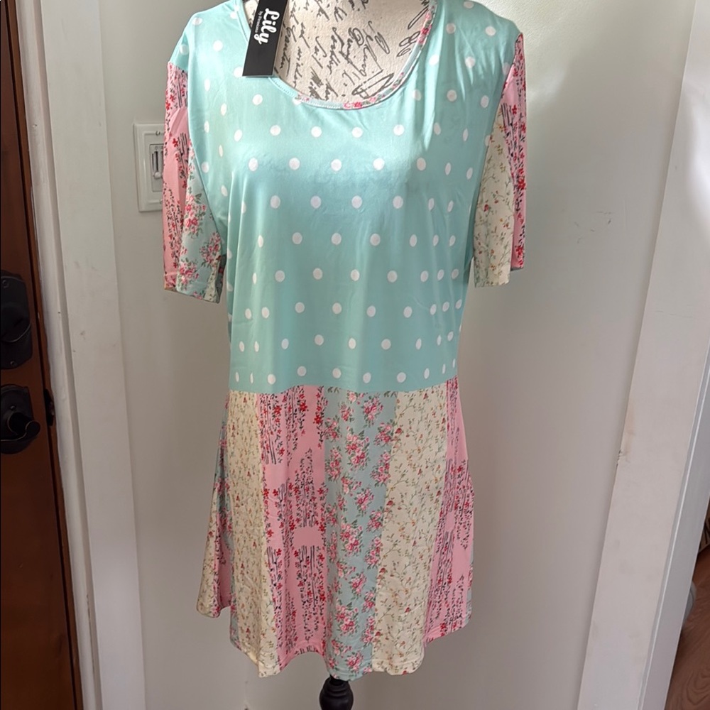 Lily by Firmiana L Large Polka Dot Top Boho NWT